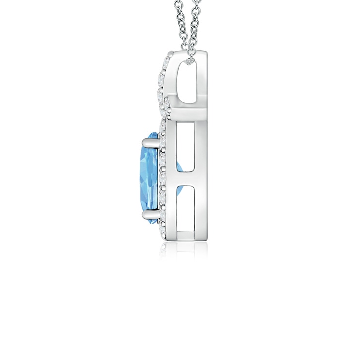 6x4mm AAAA Vintage Style Aquamarine Pendant with Diamond Halo in White Gold product image