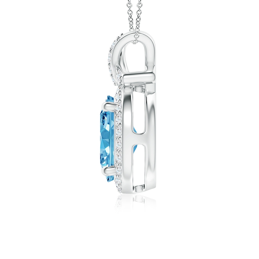 10x8mm AAAA Vintage Style Fancy Intense Blue Diamond Pendant with Halo in P950 Platinum - side 199