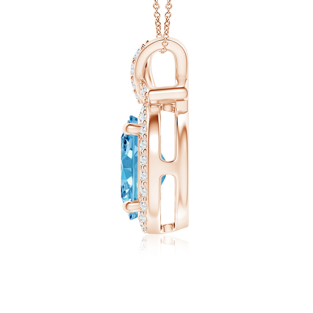 10x8mm AAAA Vintage Style Fancy Intense Blue Diamond Pendant with Halo in Rose Gold - side 199