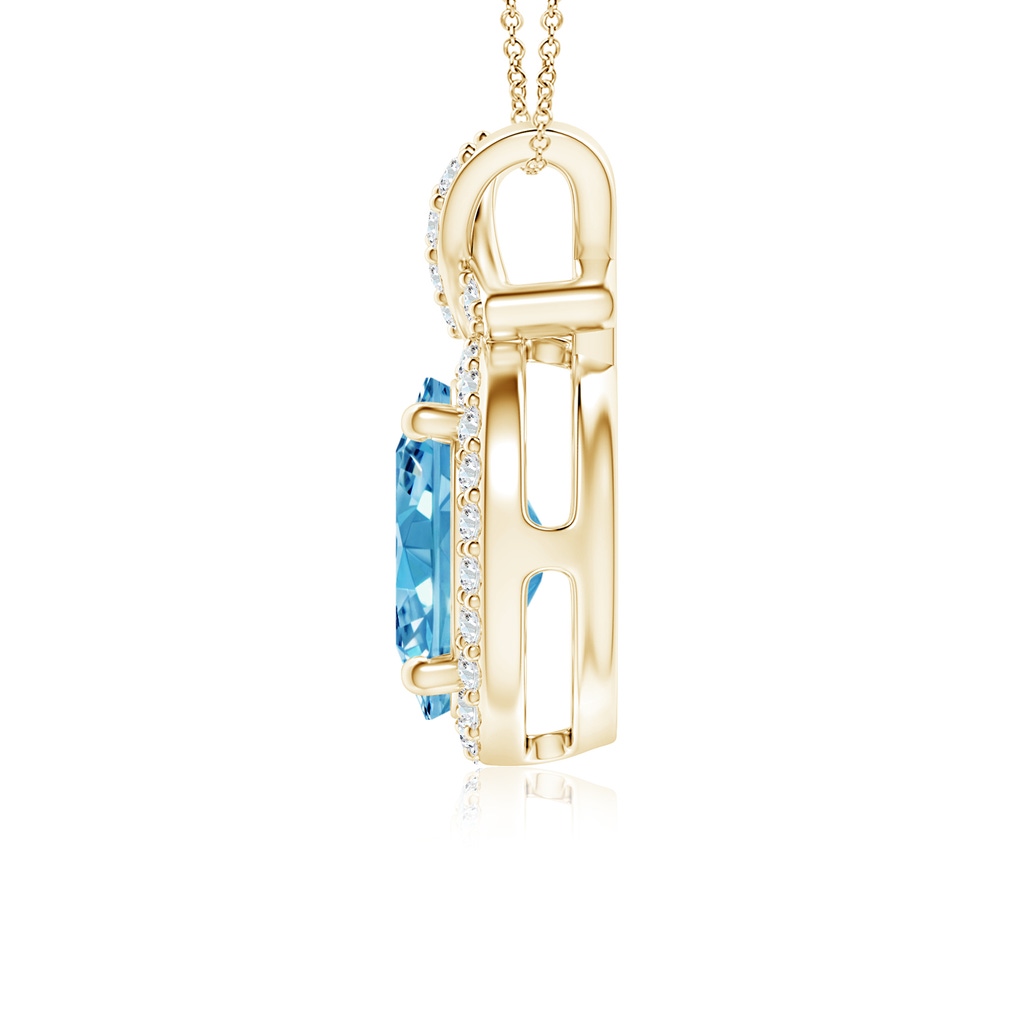 10x8mm AAAA Vintage Style Fancy Intense Blue Diamond Pendant with Halo in Yellow Gold - side 199