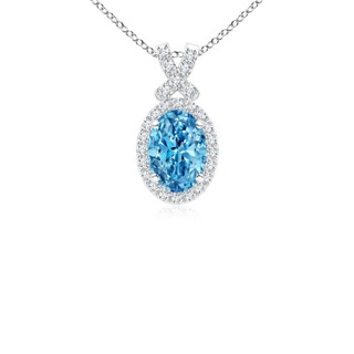 7x5mm AAAA Vintage Style Fancy Intense Blue Diamond Pendant with Halo in P950 Platinum