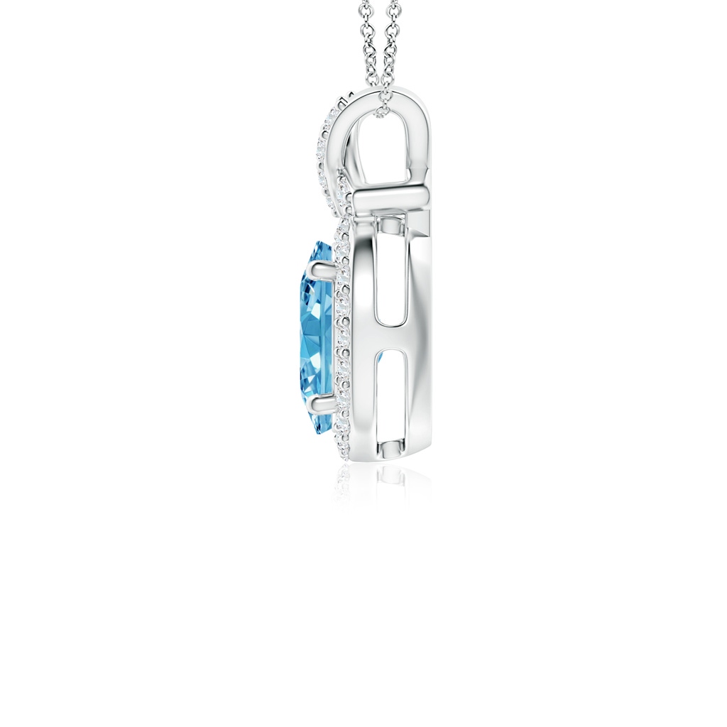 8x6mm AAAA Vintage Style Fancy Intense Blue Diamond Pendant with Halo in White Gold - side 199