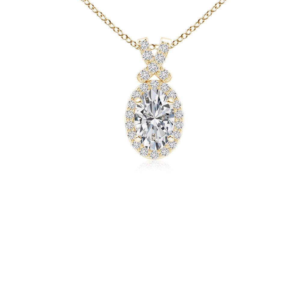 6x4mm HSI2 Vintage Style Diamond Pendant with Halo in Yellow Gold