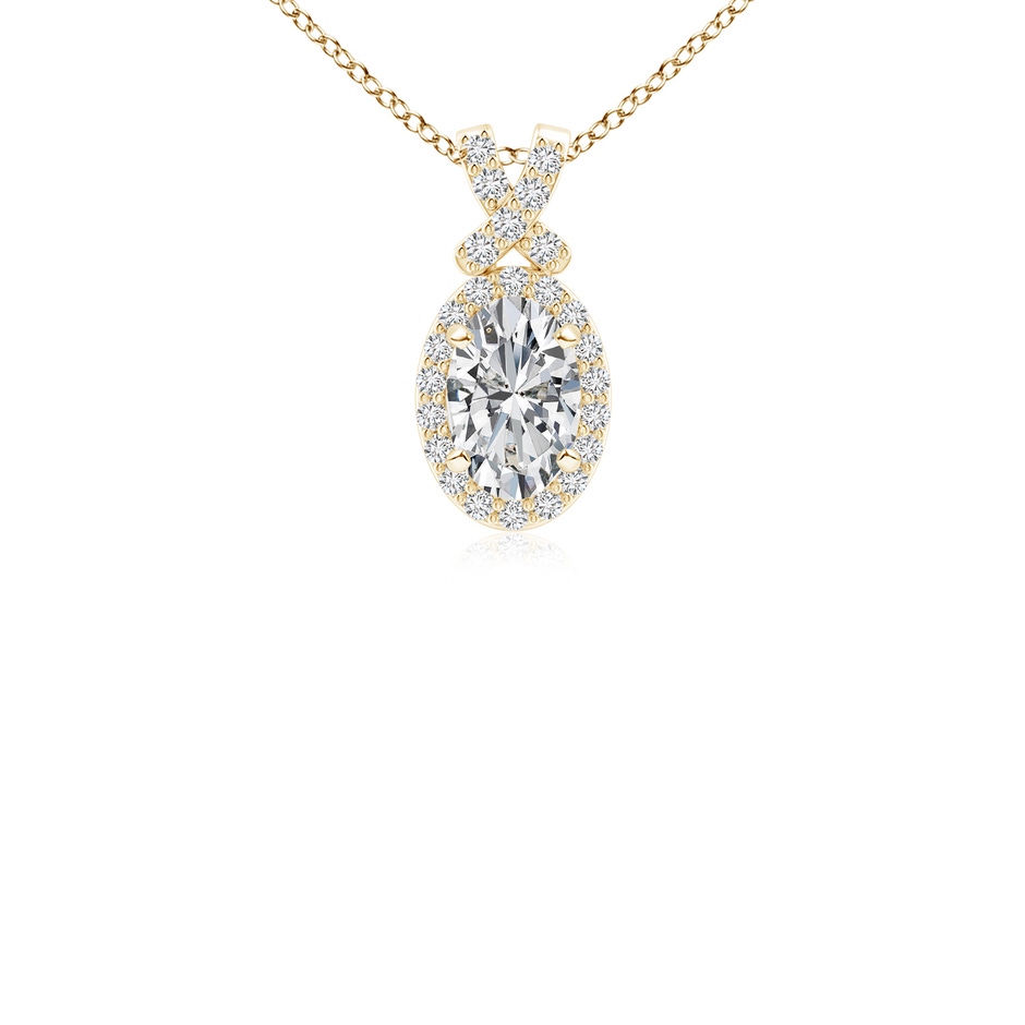 6x4mm HSI2 Vintage Style Diamond Pendant with Halo in Yellow Gold 