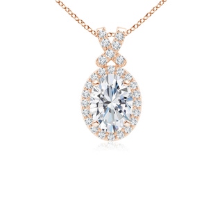 8x6mm GVS2 Vintage Style Diamond Pendant with Halo in Rose Gold