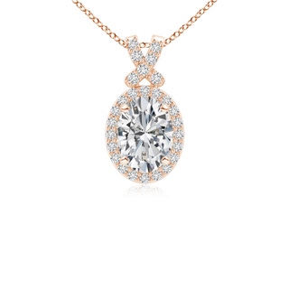8x6mm HSI2 Vintage Style Diamond Pendant with Halo in 18K Rose Gold