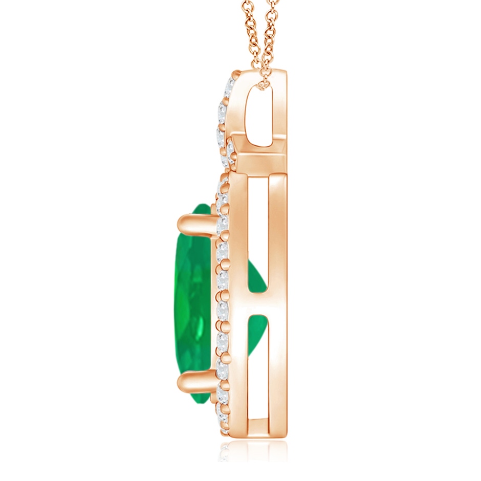 10x8mm AA Vintage Style Emerald Pendant with Diamond Halo in Rose Gold side 199