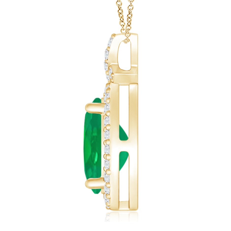 10x8mm AA Vintage Style Emerald Pendant with Diamond Halo in Yellow Gold side 199