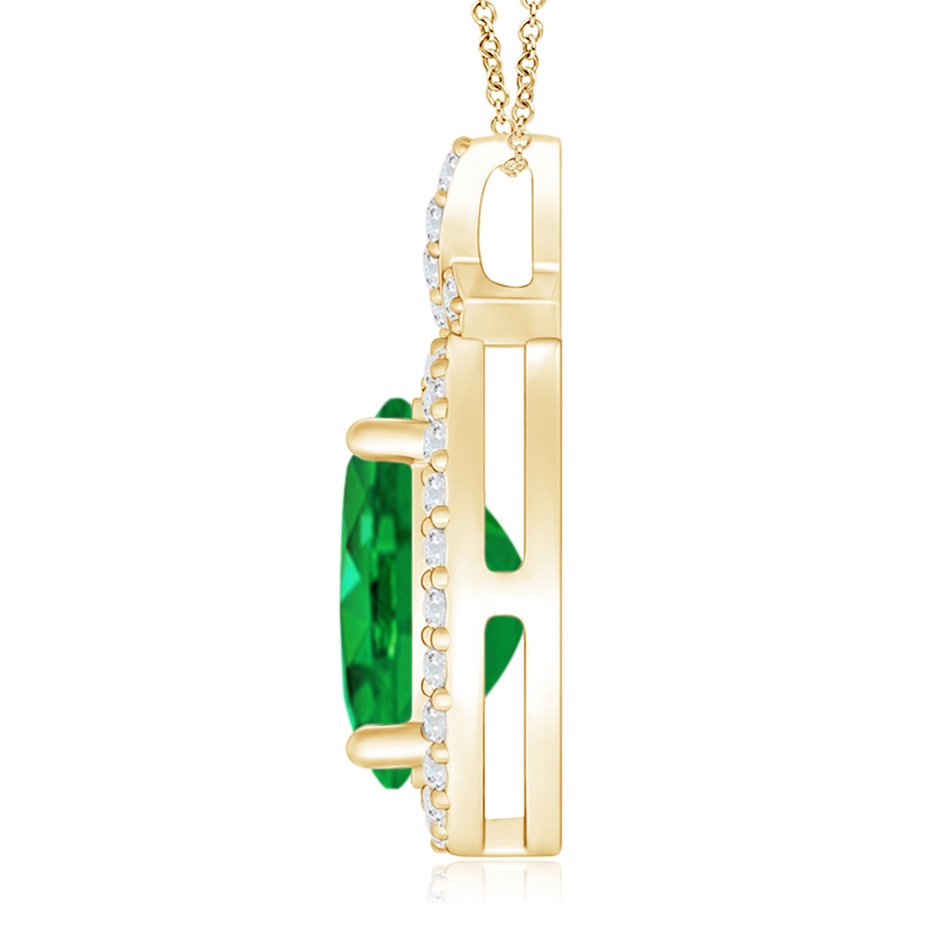 10x8mm AAA Vintage Style Emerald Pendant with Diamond Halo in Yellow Gold side 199
