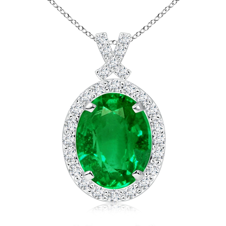 10x8mm AAAA Vintage Style Emerald Pendant with Diamond Halo in P950 Platinum 