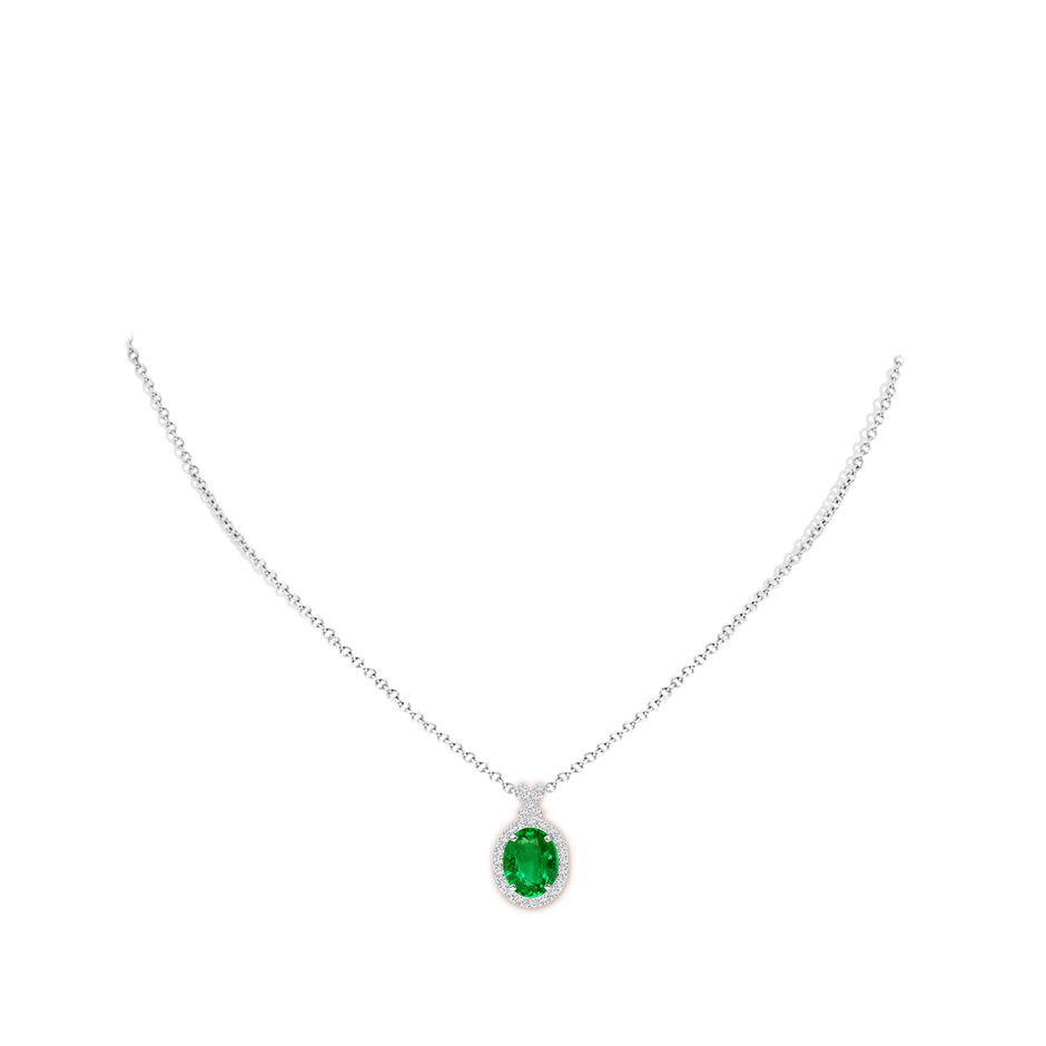 10x8mm AAAA Vintage Style Emerald Pendant with Diamond Halo in P950 Platinum pen