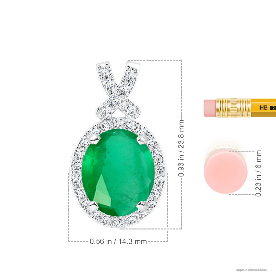 12x10mm A Vintage Style Emerald Pendant with Diamond Halo in P950 Platinum ruler