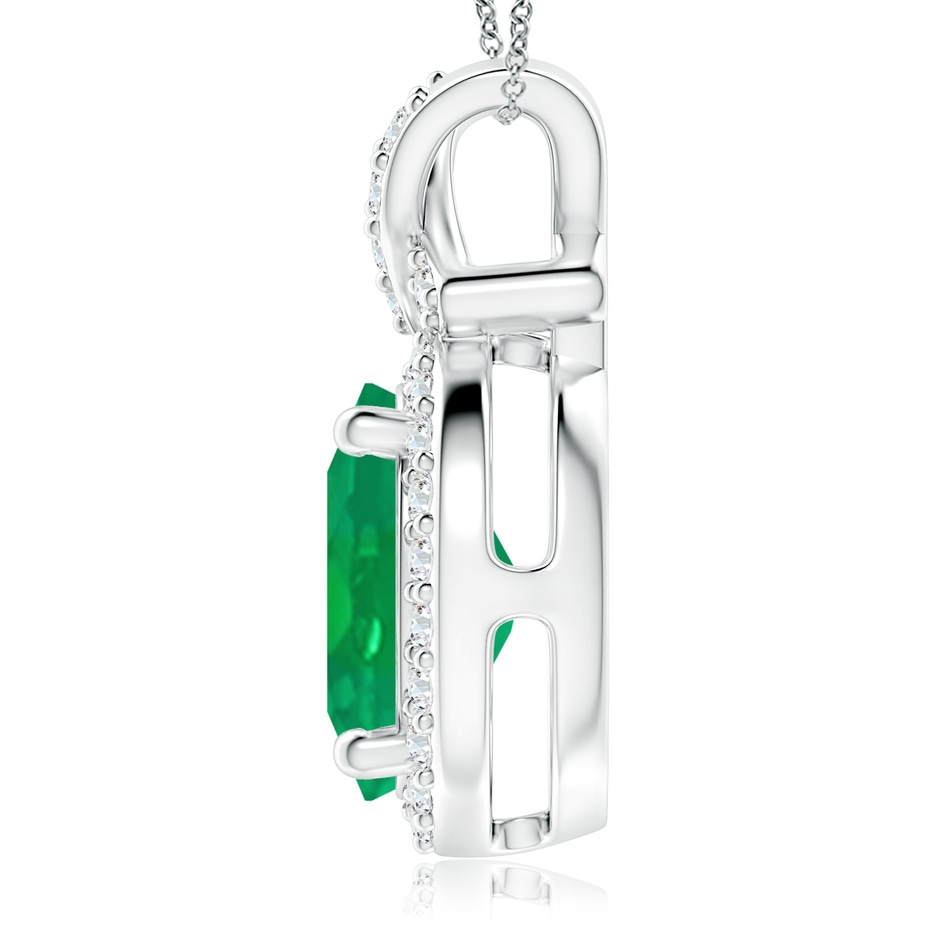 12x10mm AA Vintage Style Emerald Pendant with Diamond Halo in P950 Platinum side 199