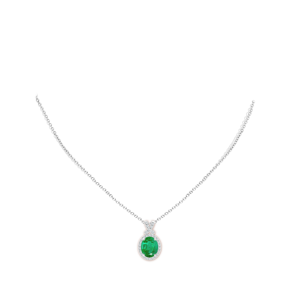 12x10mm AA Vintage Style Emerald Pendant with Diamond Halo in P950 Platinum pen