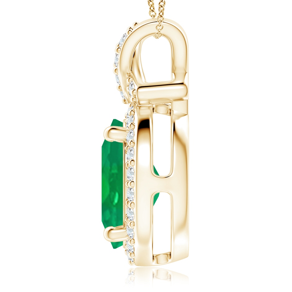 12x10mm AA Vintage Style Emerald Pendant with Diamond Halo in Yellow Gold side 199