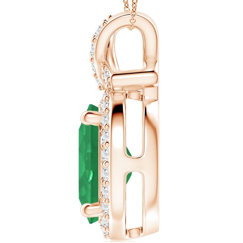 14x10mm A Vintage Style Emerald Pendant with Diamond Halo in 18K Rose Gold side 199