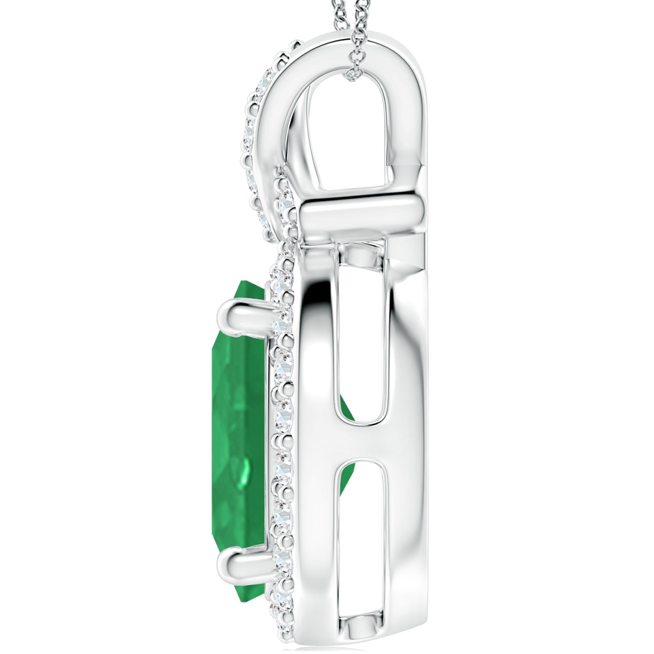 14x10mm A Vintage Style Emerald Pendant with Diamond Halo in P950 Platinum side 199