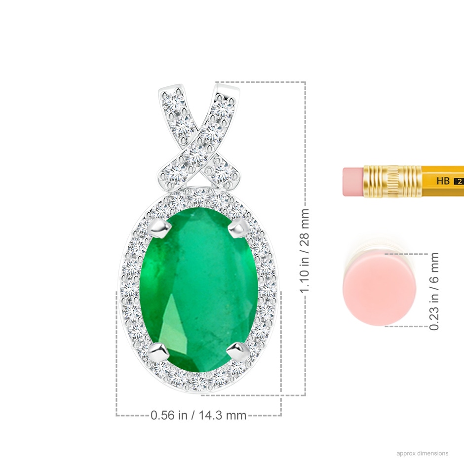 14x10mm A Vintage Style Emerald Pendant with Diamond Halo in P950 Platinum ruler