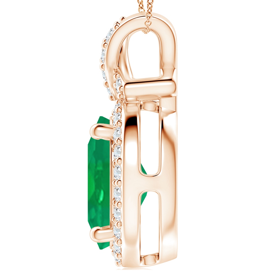 14x10mm AA Vintage Style Emerald Pendant with Diamond Halo in 18K Rose Gold side 199