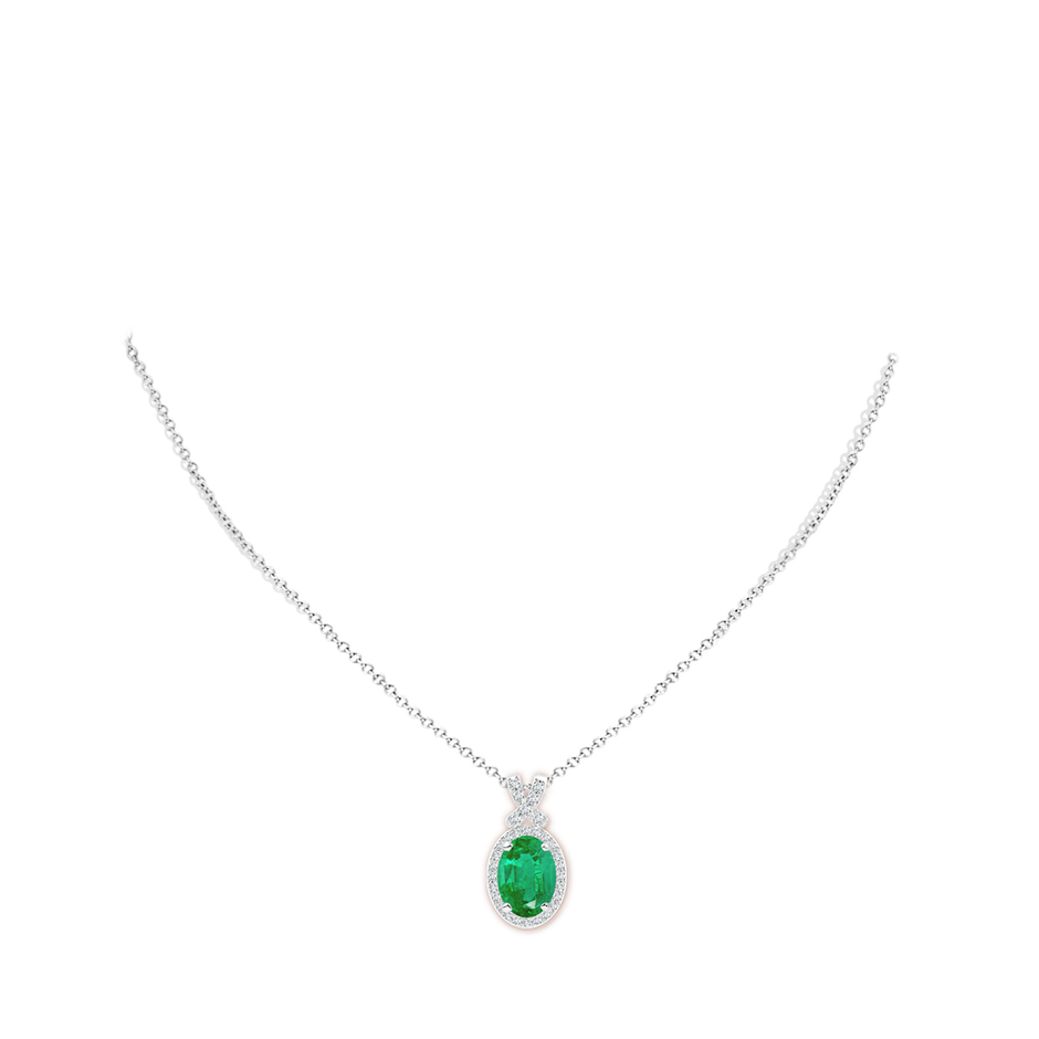 14x10mm AA Vintage Style Emerald Pendant with Diamond Halo in P950 Platinum pen