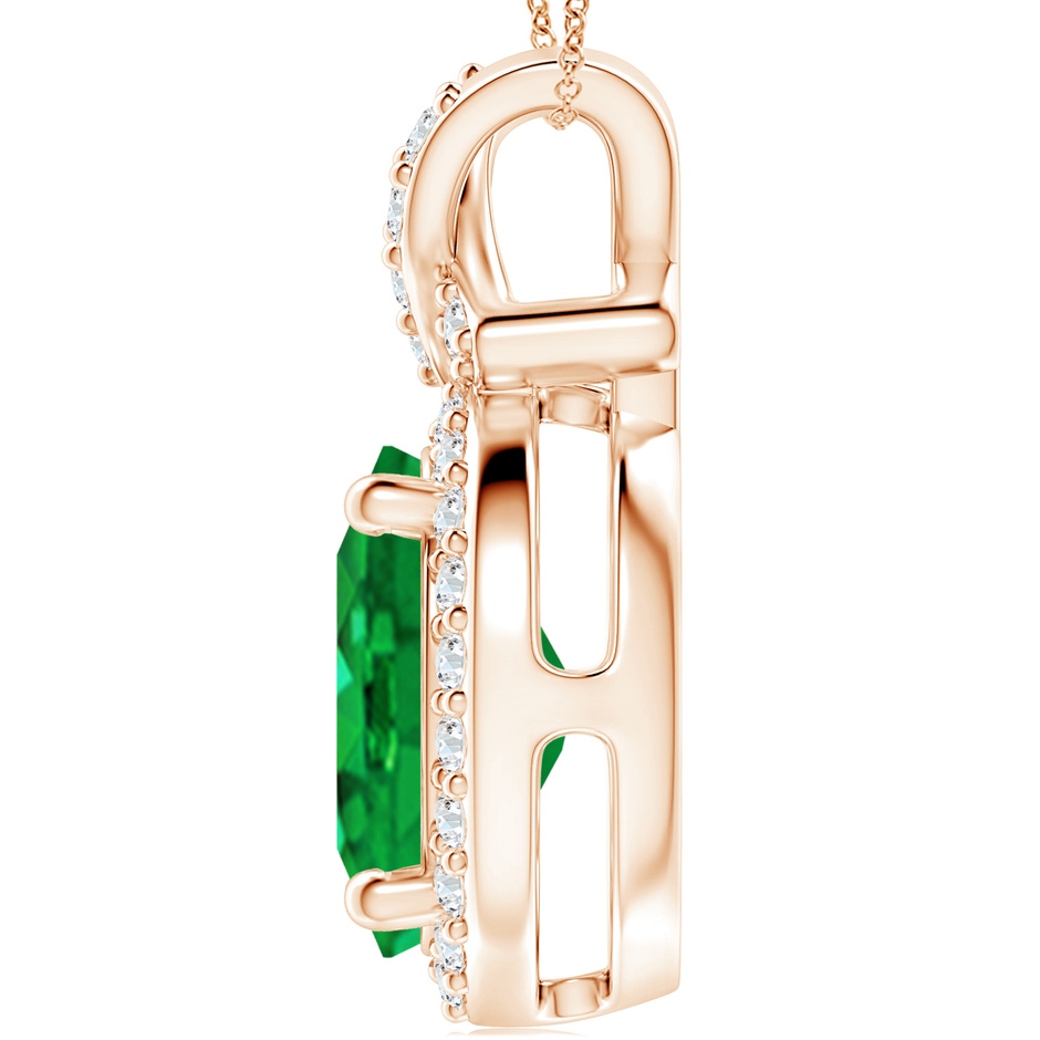 14x10mm AAA Vintage Style Emerald Pendant with Diamond Halo in 18K Rose Gold side 199