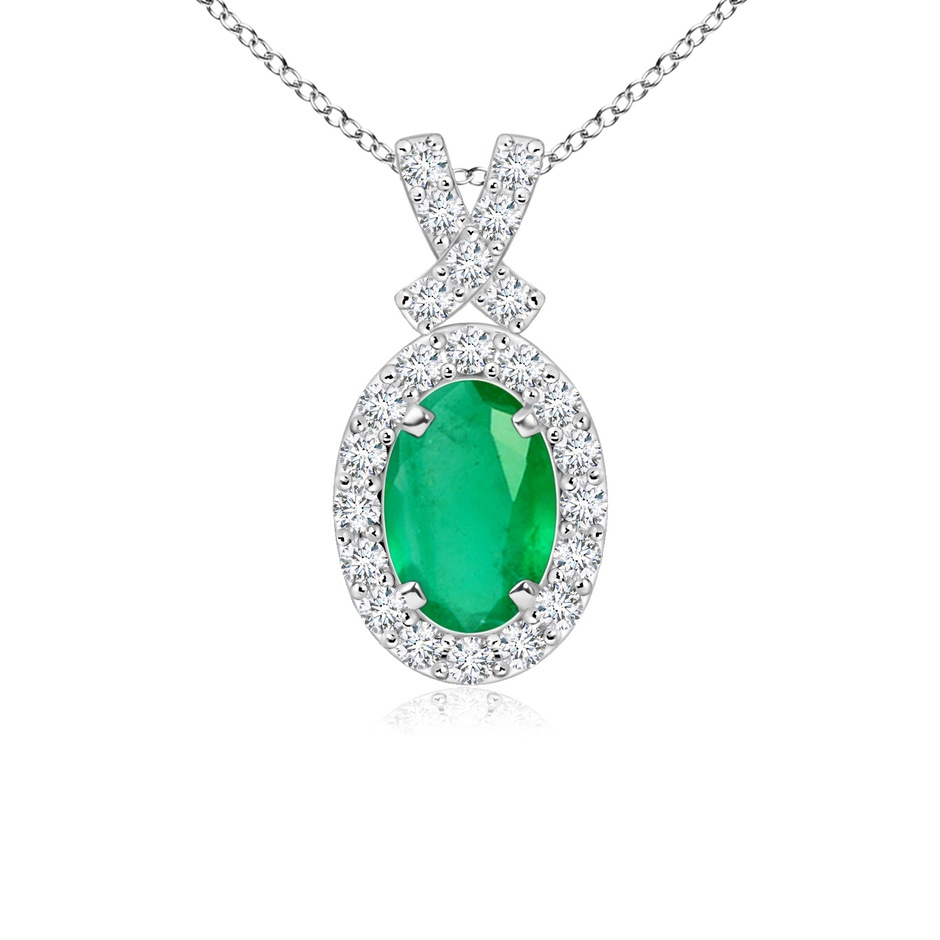 6x4mm A Vintage Style Emerald Pendant with Diamond Halo in P950 Platinum 