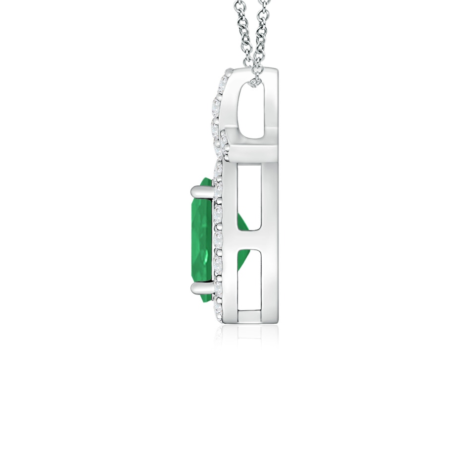 6x4mm A Vintage Style Emerald Pendant with Diamond Halo in White Gold side 199