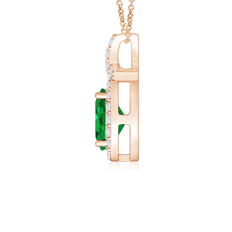6x4mm AAA Vintage Style Emerald Pendant with Diamond Halo in Rose Gold side 199