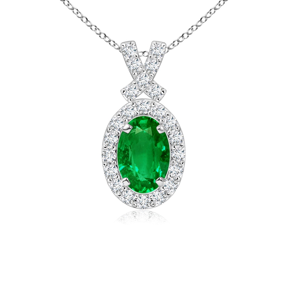 6x4mm AAAA Vintage Style Emerald Pendant with Diamond Halo in P950 Platinum 