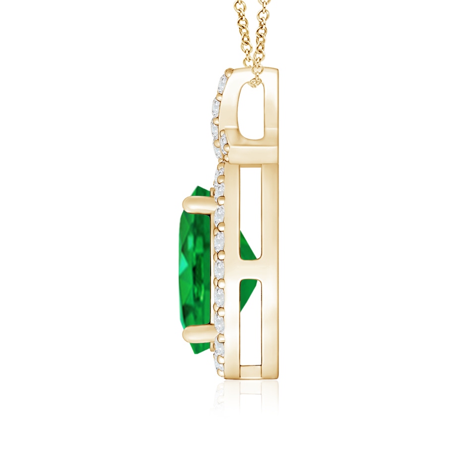 8x6mm AAA Vintage Style Emerald Pendant with Diamond Halo in Yellow Gold side 199