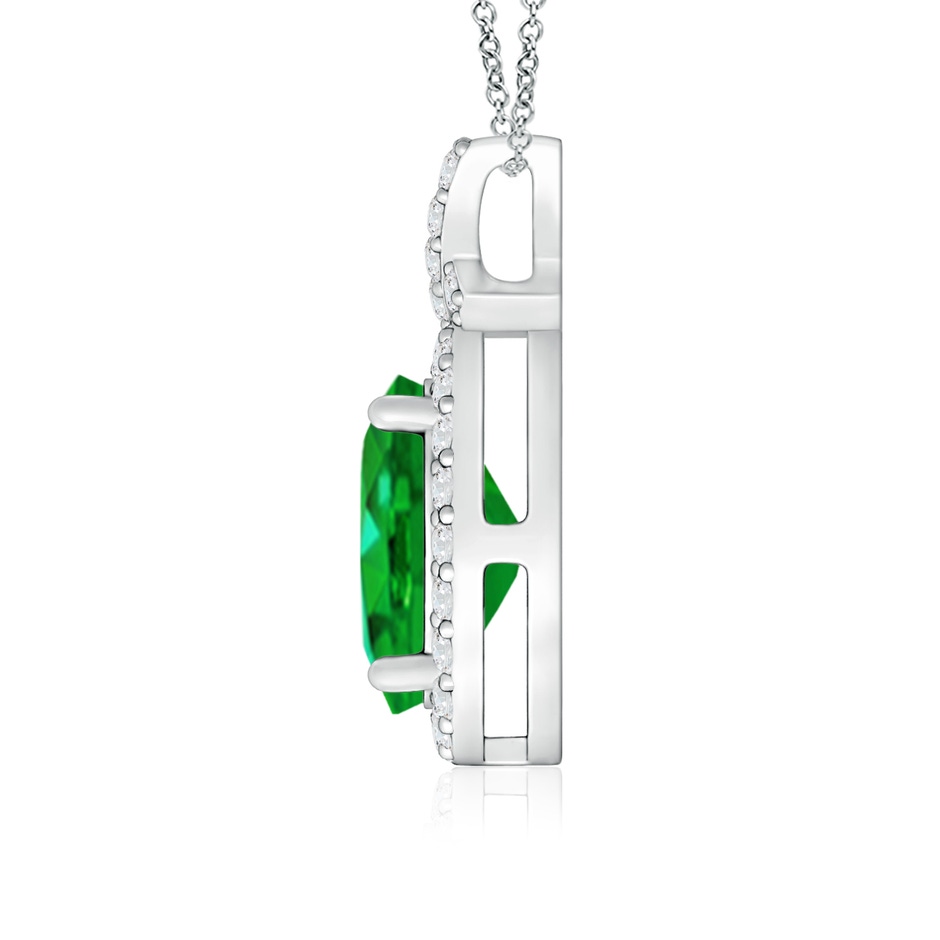8x6mm AAAA Vintage Style Emerald Pendant with Diamond Halo in P950 Platinum side 199