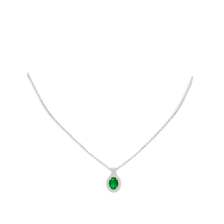 8x6mm AAAA Vintage Style Emerald Pendant with Diamond Halo in P950 Platinum pen