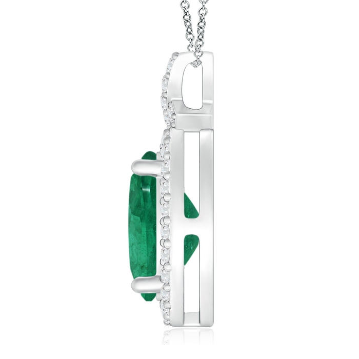9.61x7.47x5.59mm AA GIA Certified Vintage Style Emerald Pendant with Diamond Halo in White Gold Side 199