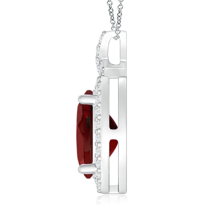 10x8mm AAAA Vintage Style Garnet Pendant with Diamond Halo in P950 Platinum side 1