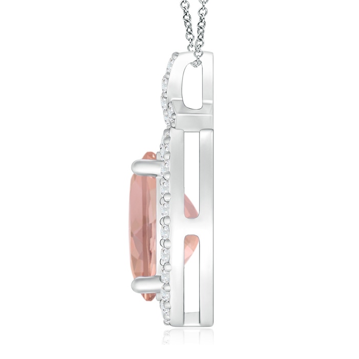 10x8mm AAAA Vintage Style Morganite Pendant with Diamond Halo in P950 Platinum product image