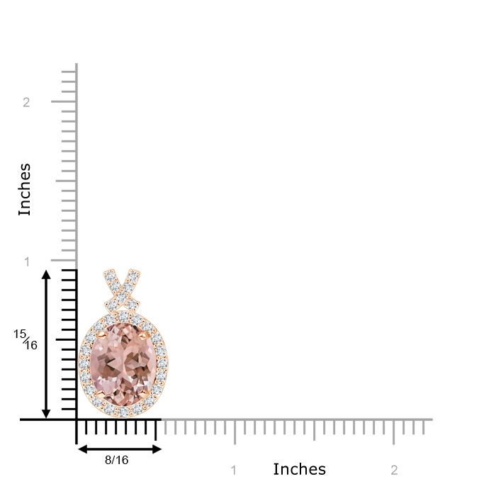 10x8mm AAAA Vintage Style Morganite Pendant with Diamond Halo in Rose Gold Product Image