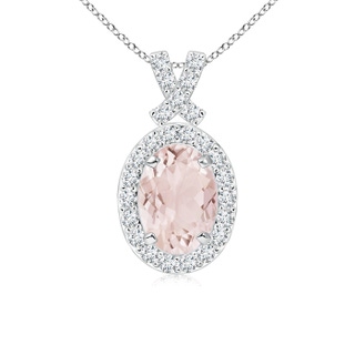 7x5mm A Vintage Style Morganite Pendant with Diamond Halo in P950 Platinum