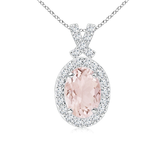 7x5mm A Vintage Style Morganite Pendant with Diamond Halo in P950 Platinum 