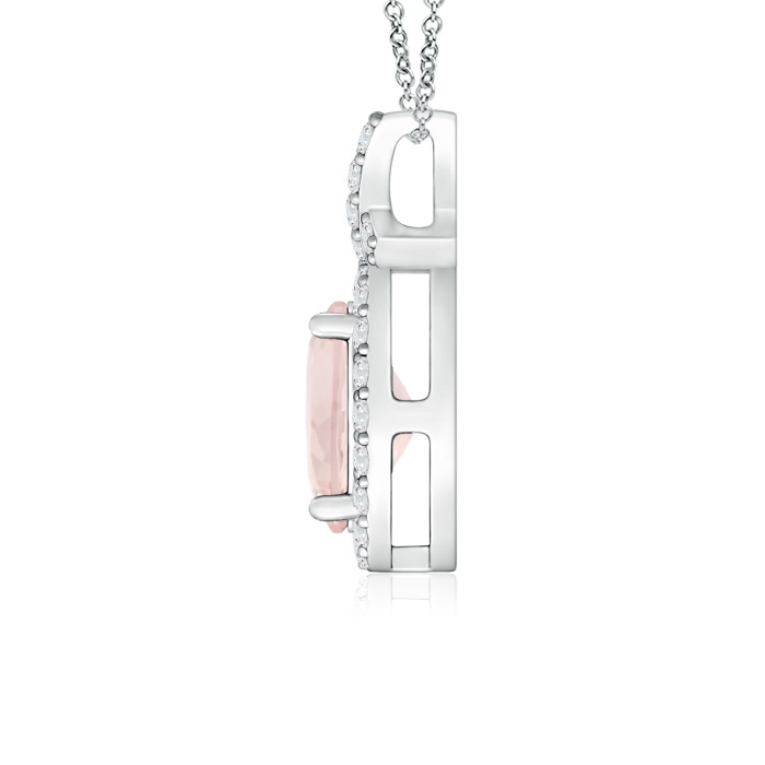 7x5mm A Vintage Style Morganite Pendant with Diamond Halo in P950 Platinum product image
