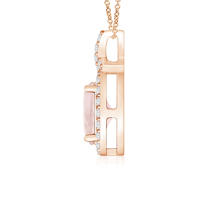 7x5mm A Vintage Style Morganite Pendant with Diamond Halo in Rose Gold product image