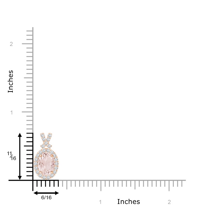 7x5mm A Vintage Style Morganite Pendant with Diamond Halo in Rose Gold product image