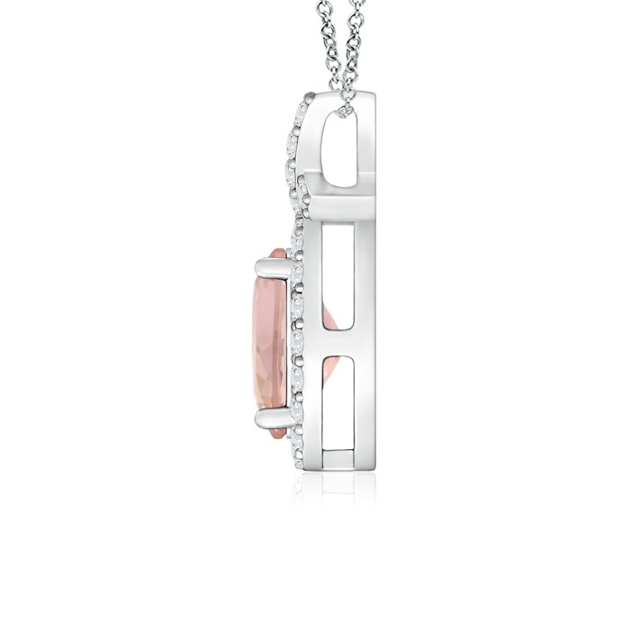 7x5mm AAAA Vintage Style Morganite Pendant with Diamond Halo in P950 Platinum product image