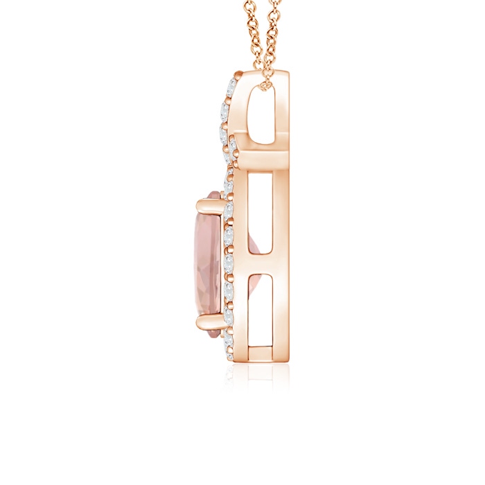 7x5mm AAAA Vintage Style Morganite Pendant with Diamond Halo in Rose Gold product image