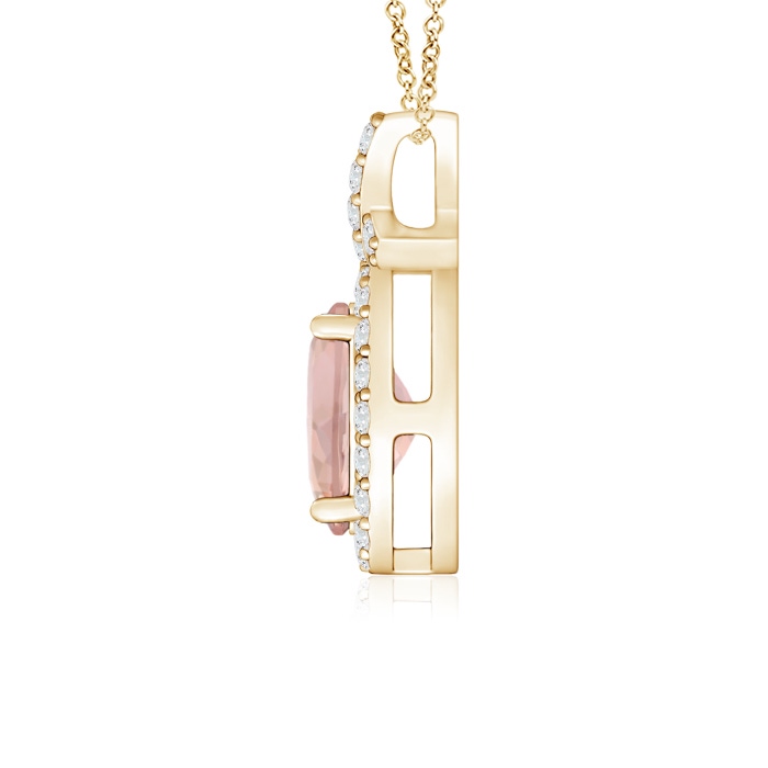 7x5mm AAAA Vintage Style Morganite Pendant with Diamond Halo in Yellow Gold product image