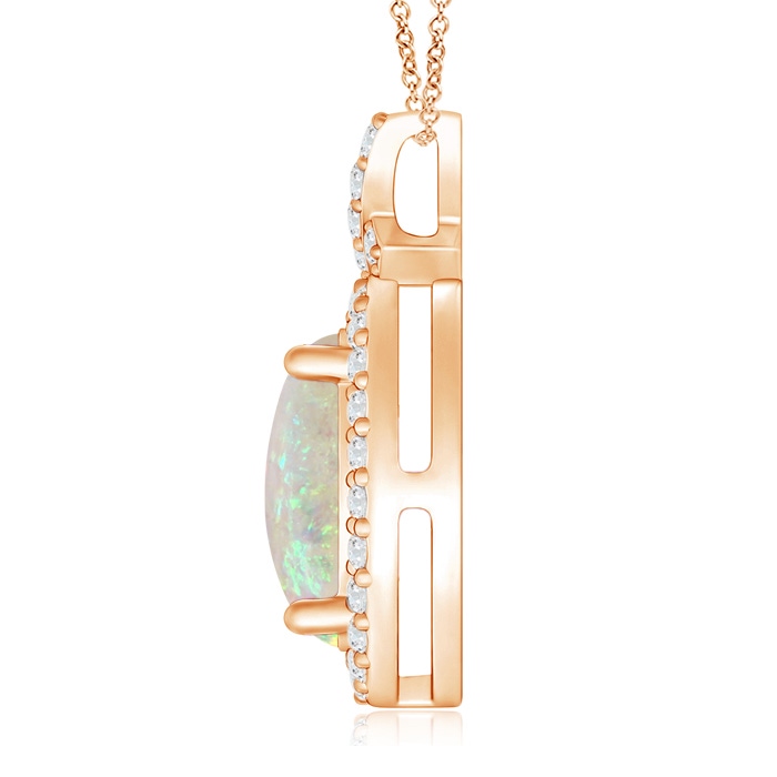 10x8mm AAA Vintage Style Opal Pendant with Diamond Halo in Rose Gold product image