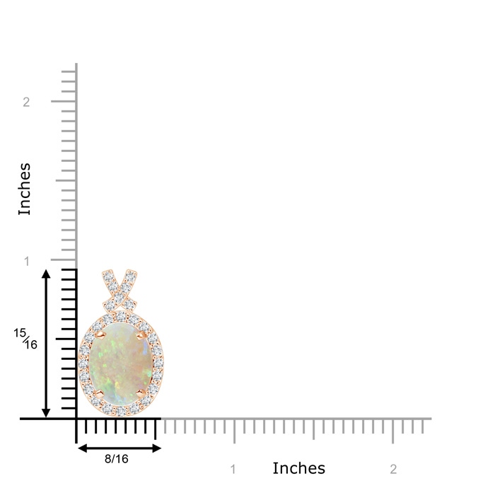10x8mm AAA Vintage Style Opal Pendant with Diamond Halo in Rose Gold product image