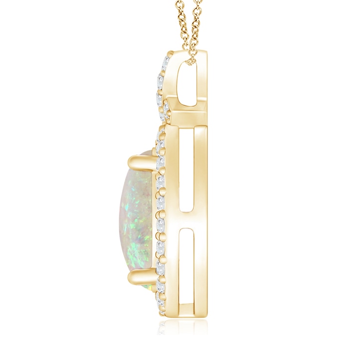 10x8mm AAA Vintage Style Opal Pendant with Diamond Halo in Yellow Gold product image