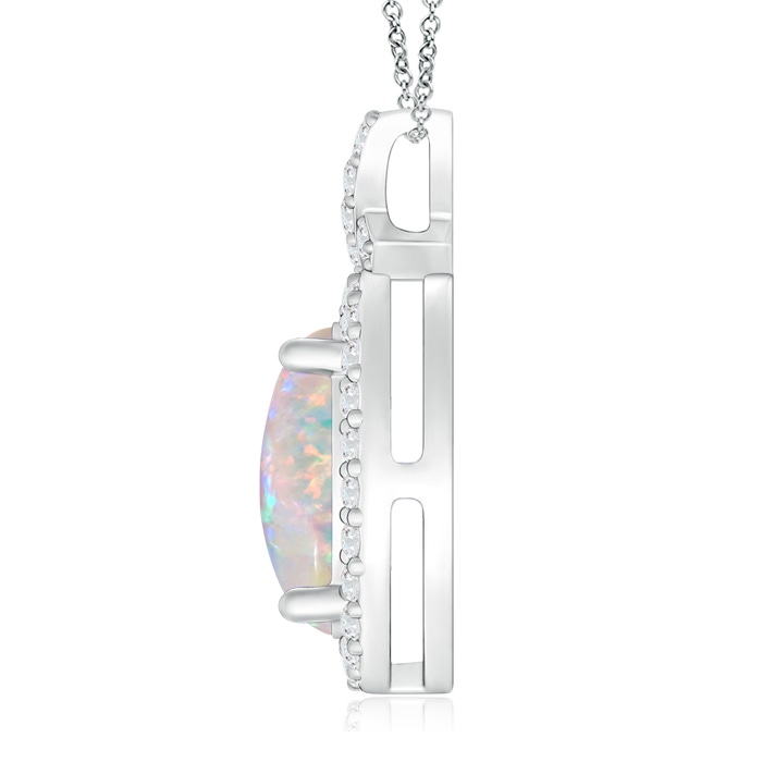 10x8mm AAAA Vintage Style Opal Pendant with Diamond Halo in White Gold product image