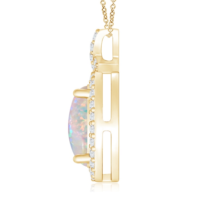10x8mm AAAA Vintage Style Opal Pendant with Diamond Halo in Yellow Gold product image