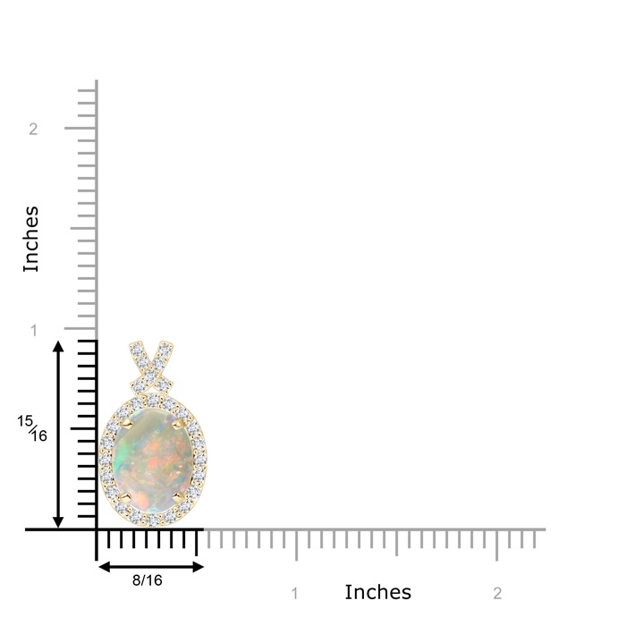 10x8mm AAAA Vintage Style Opal Pendant with Diamond Halo in Yellow Gold product image